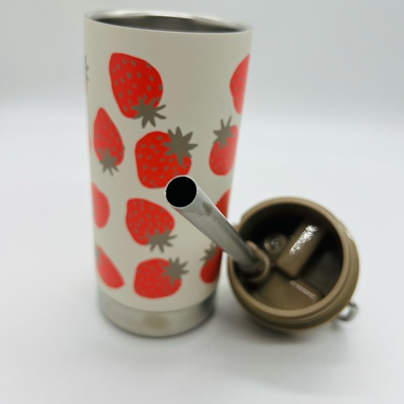 Klean Kanteen Strawberry Print Insulated Water Bottle - Cream & Red 12 Ounce - Picture 10 of 13